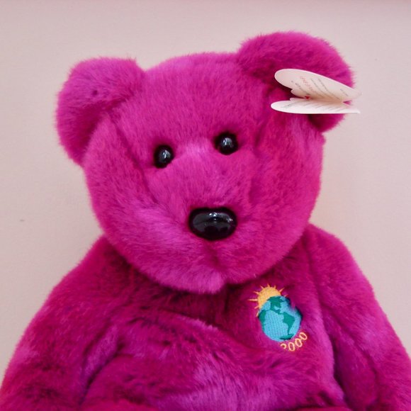 Ty Beanie Buddy Millennium Purple Bear Stuffed Plush Toy 1999 2000 Collectible - Picture 2 of 14